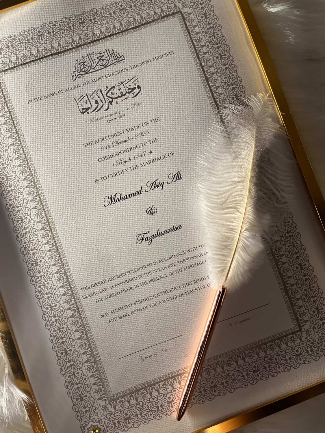 ZEYA| Nikkah Certificate