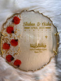 13" White with Rose Petal Flakes Tray